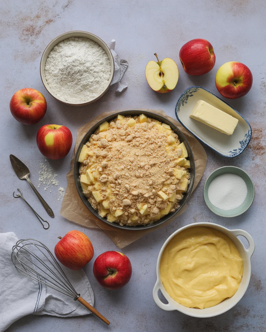 Apfelkuchen mit Pudding