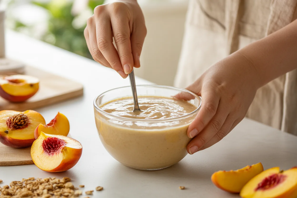 Peach Smoothie Bowl with Crunchy Granola