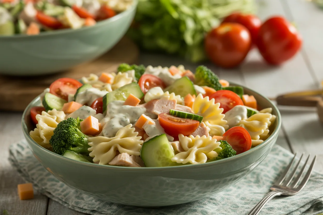 Turkey Club Pasta Salad with Ranch Twist