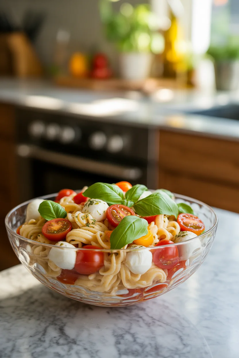 Delicious Pasta Salad with Cherry Tomatoes and Mozzarella