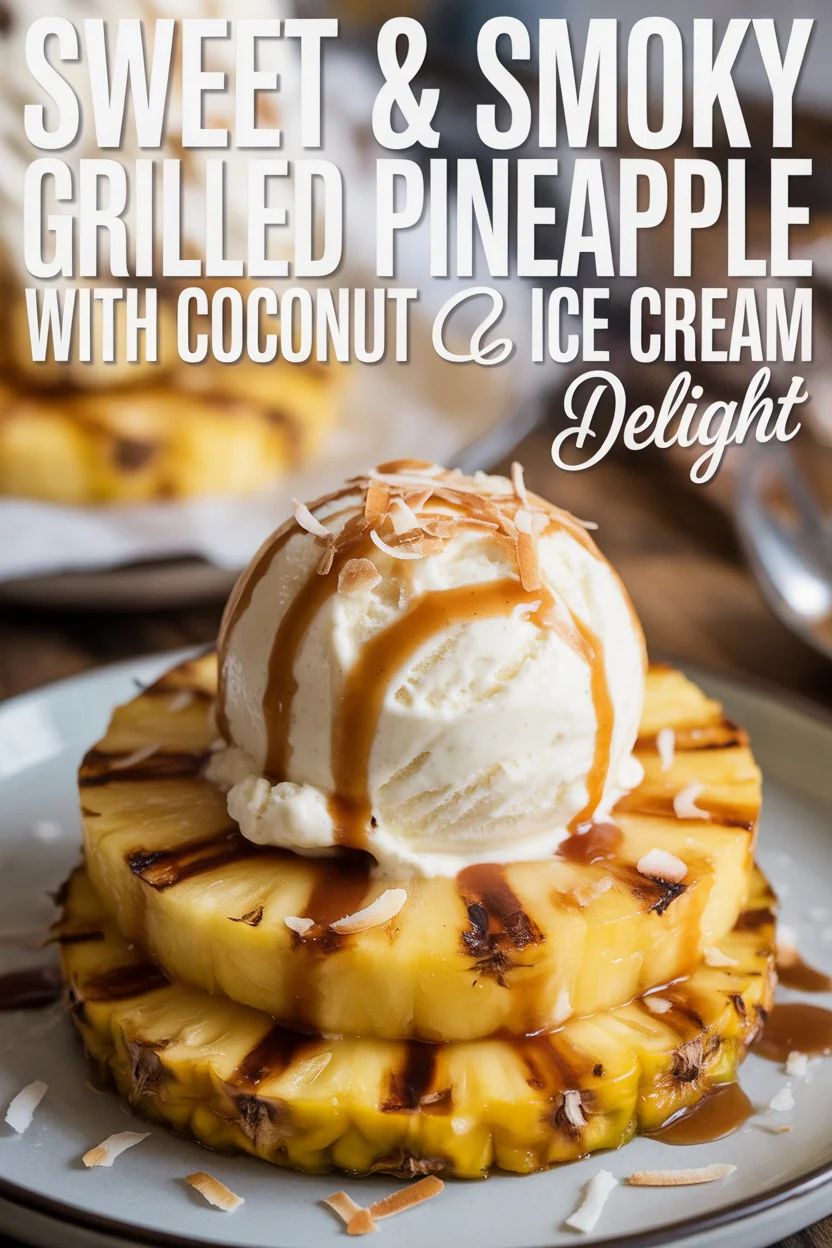 Sweet & Smoky Grilled Pineapple with Coconut Ice Cream Delight