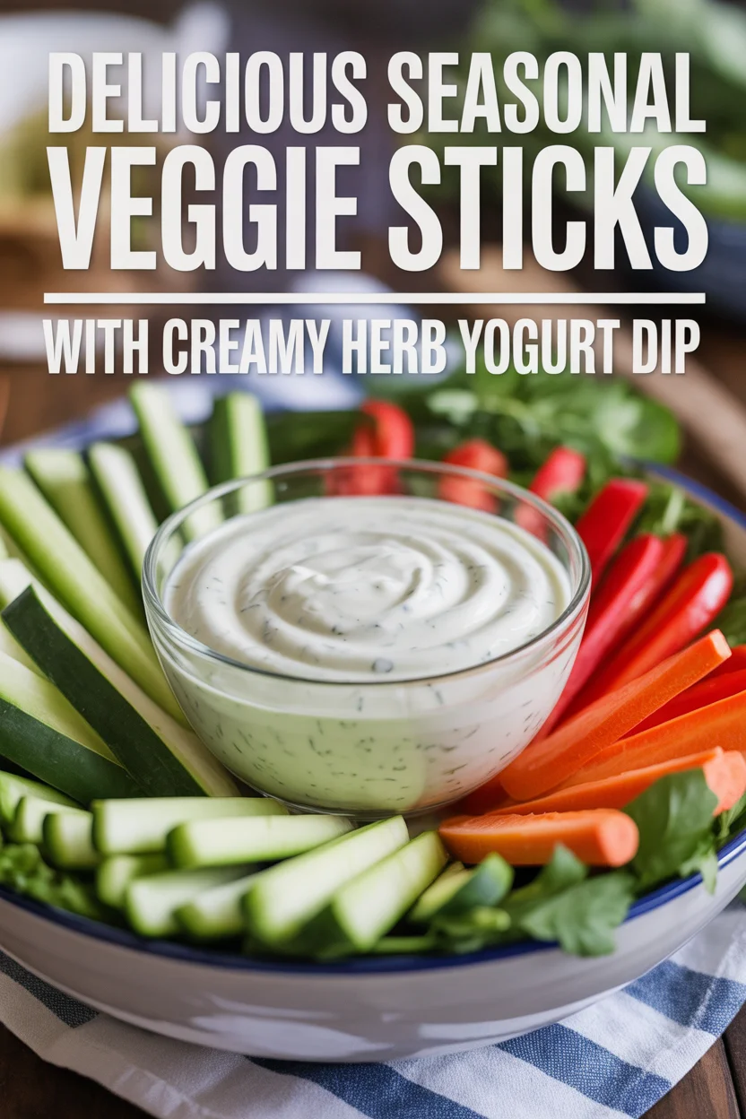 Delicious Seasonal Veggie Sticks with Creamy Herb Yogurt Dip