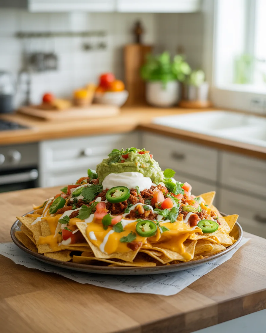 Cheesy Loaded Nachos with Fresh Veggies for a Fun Feast