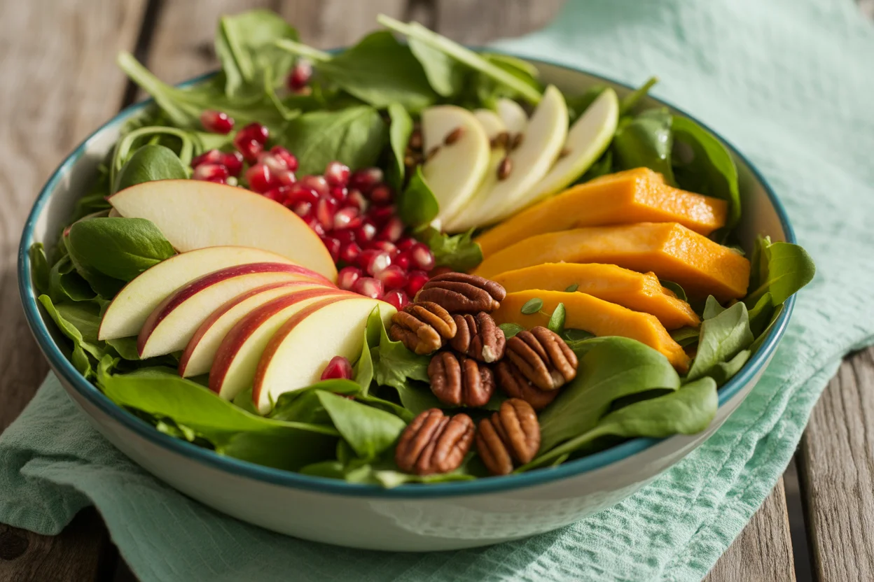 Harvest Salad with Roasted Autumn Veggies and Maple Drizzle