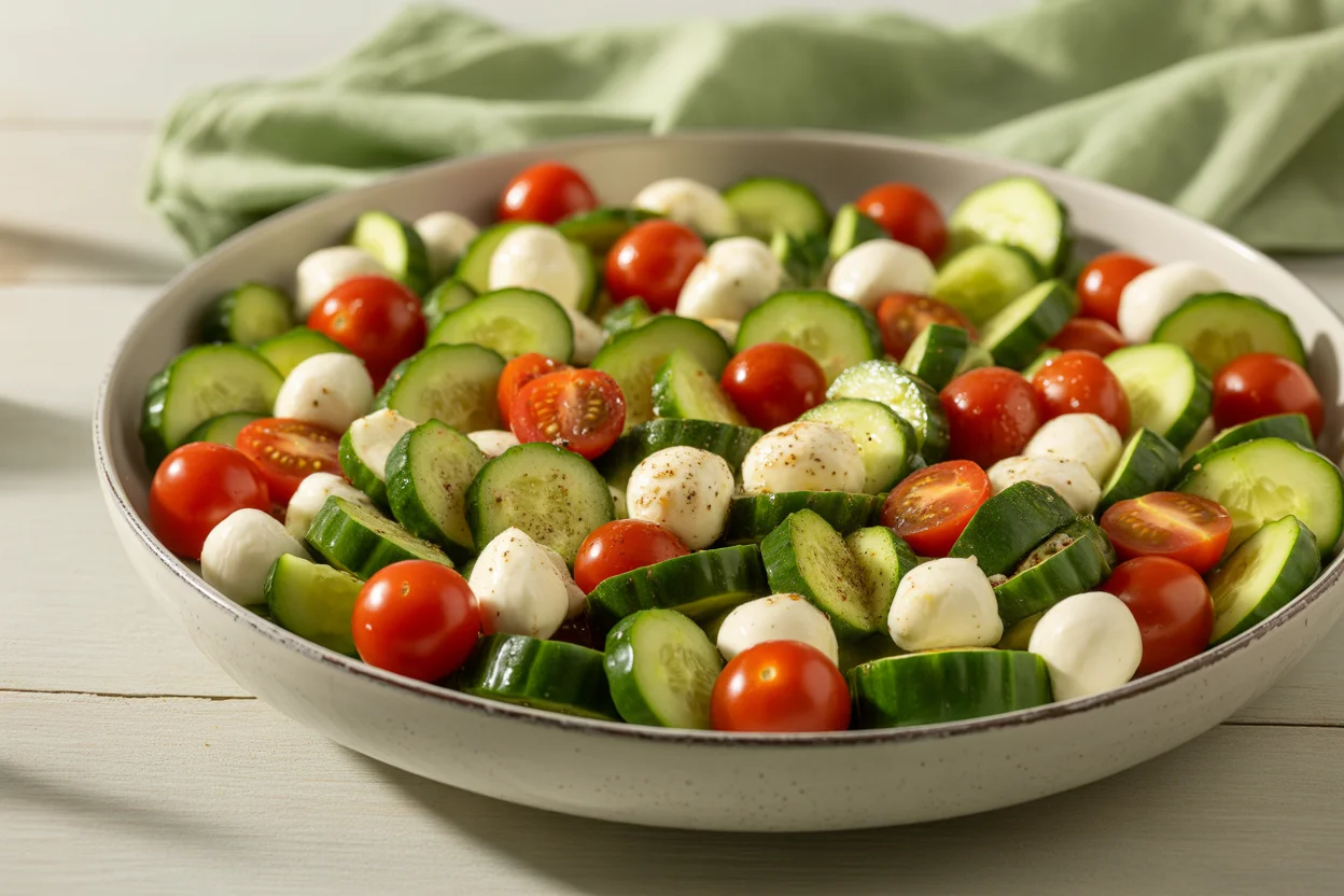 Simple and Tasty Easy Cucumber Caprese Salad Recipe