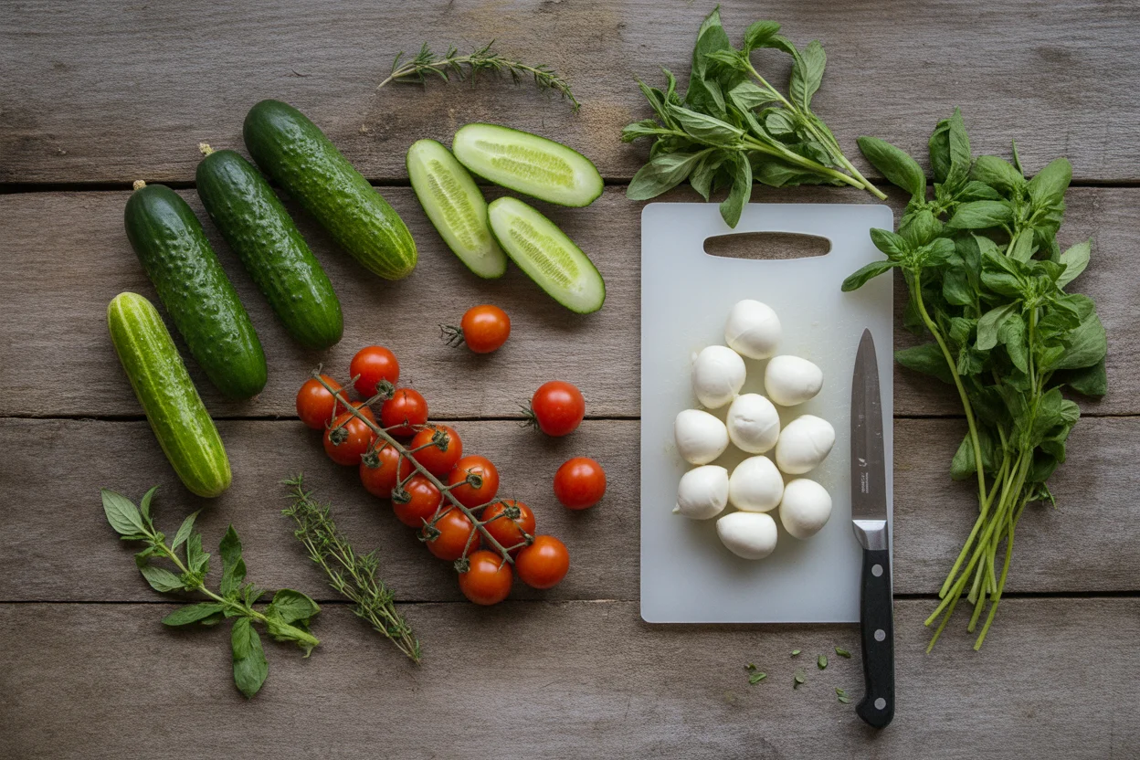 Easy Cucumber Caprese Salad