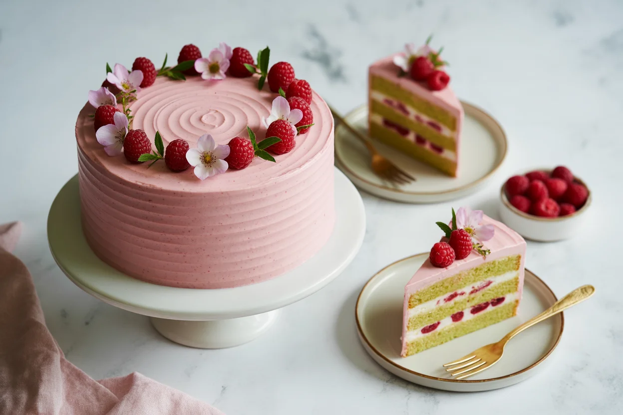 Raspberry Pistachio Cake