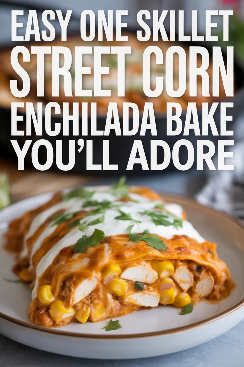 One Skillet Street Corn Chicken Enchilada Bake