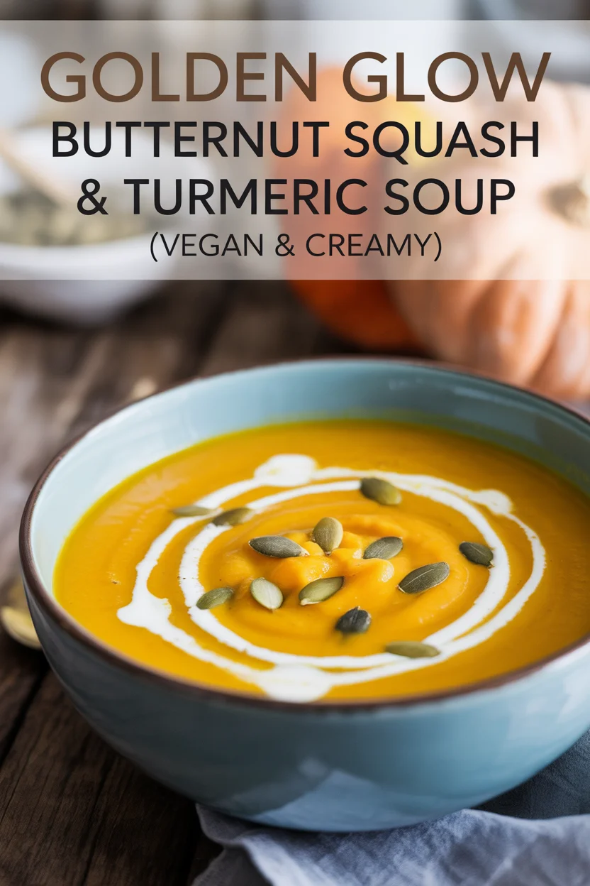 Golden Glow Butternut Squash & Turmeric Soup (Vegan & Creamy)