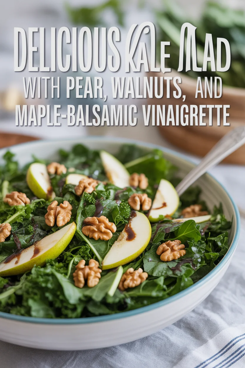 Kale Salad with Pear, Walnuts, and a Maple-Balsamic Vinaigrette