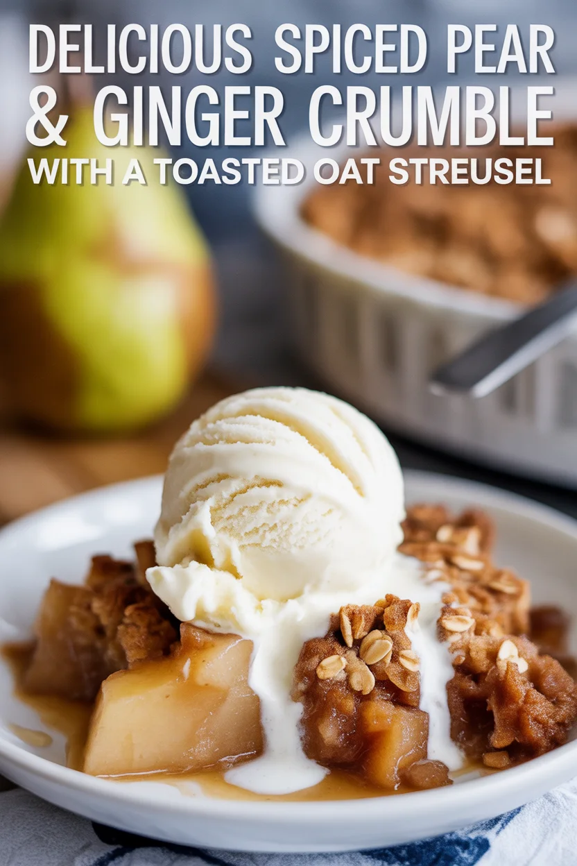 Delicious Spiced Pear & Ginger Crumble with a Toasted Oat Streusel