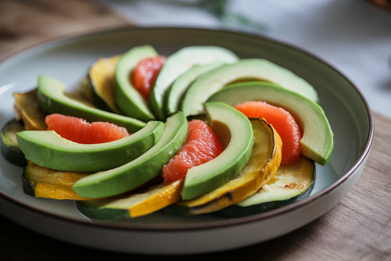 Avocado-Gurken-Salat mit Grapefruit und Tofu
