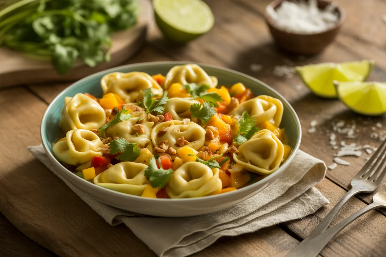 Frischer Sommerlicher Tortellini-Mango-Salat mit Limettendressing