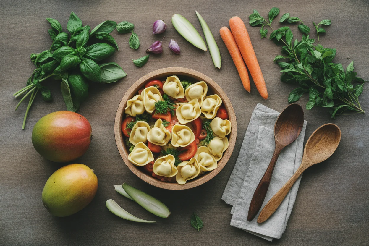 Frischer Sommerlicher Tortellini-Mango-Salat mit Limettendressing