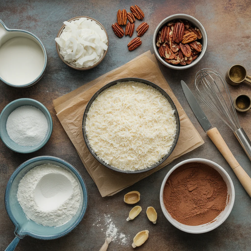 Deliciously Decadent White German Chocolate Cake with a Cheesecake Center