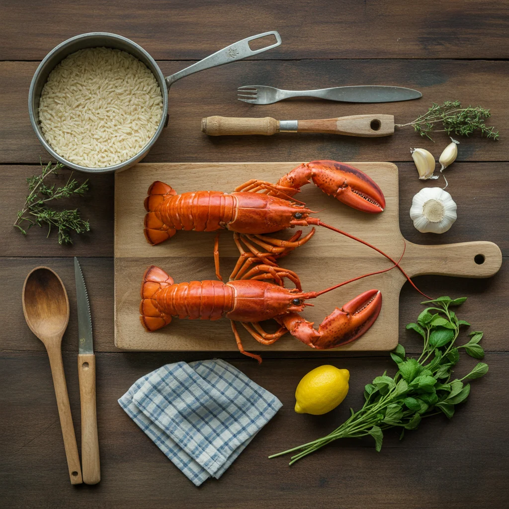 Butter-Poached Lobster Tails with Creamy Risotto