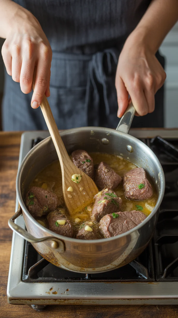 High Protein Slow Cooker Garlic Butter Beef Bites