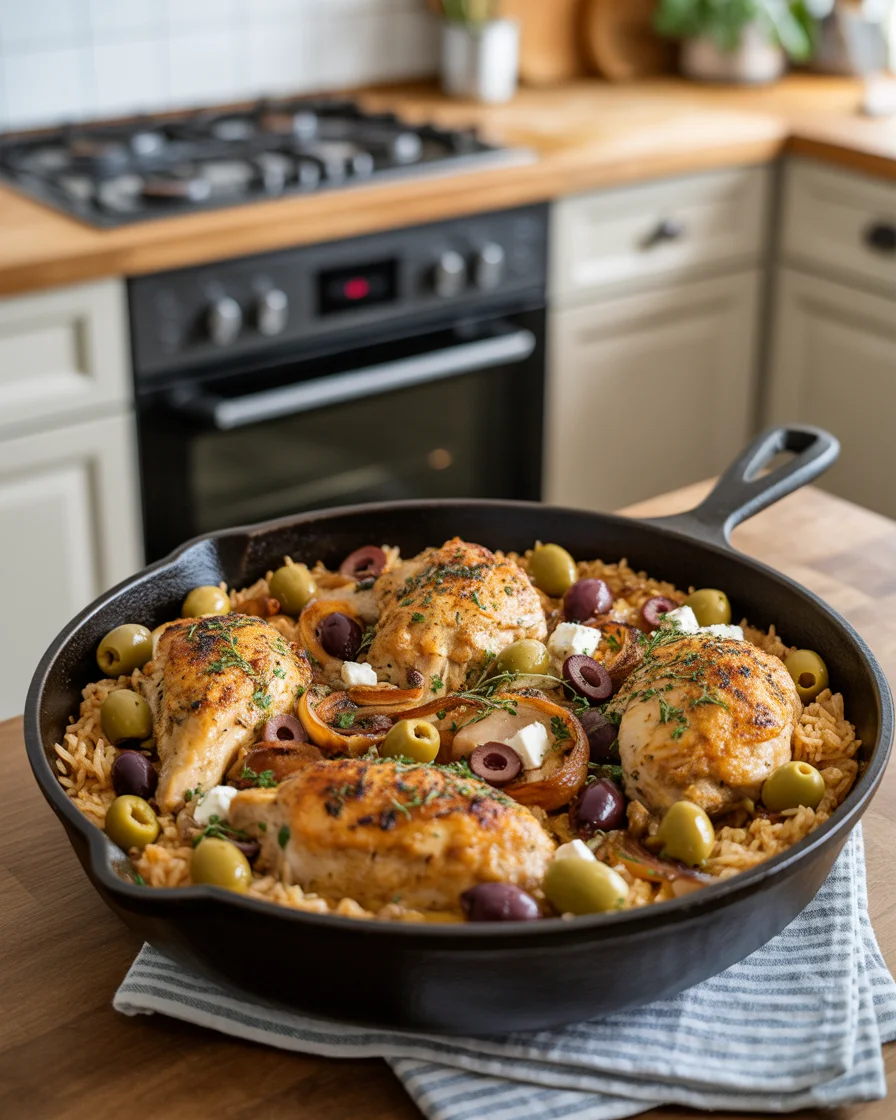 Skillet Chicken with Olives & Feta