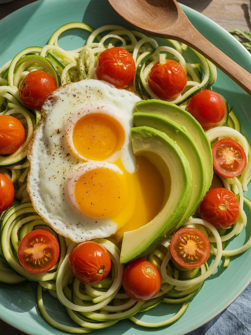 baked eggs and zoodle bundles