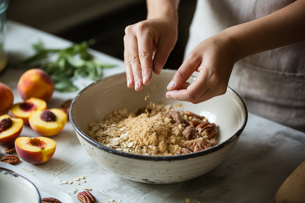 peach crisp with fresh peaches