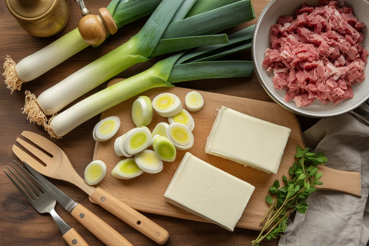 Käse-Lauch-Suppe mit Hackfleisch