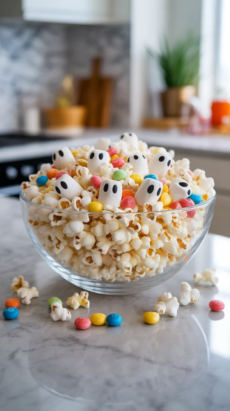 Spooky Good Ghostly White Chocolate Popcorn Recipe!