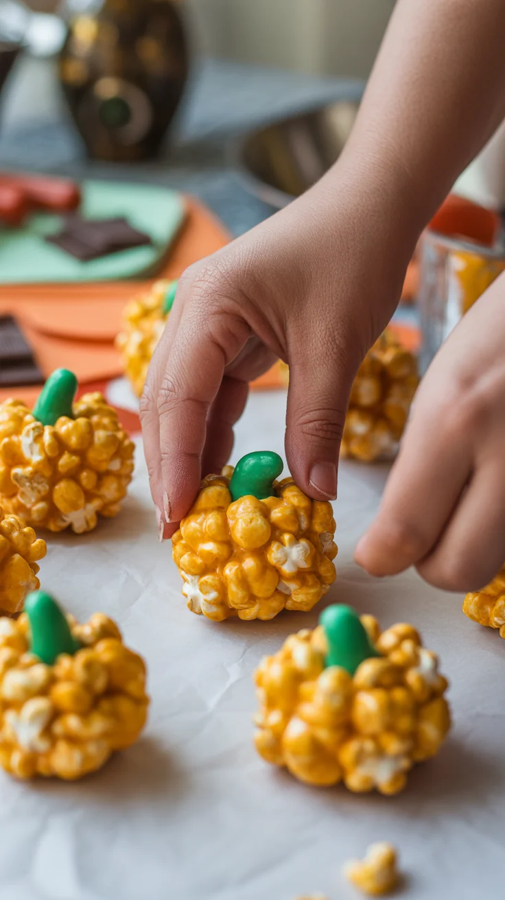 Deliciously Spooky Jack-O&rsquo;-Lantern Popcorn Balls Recipe