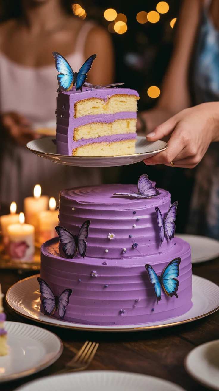 Three Tiered Butterfly Birthday Cake