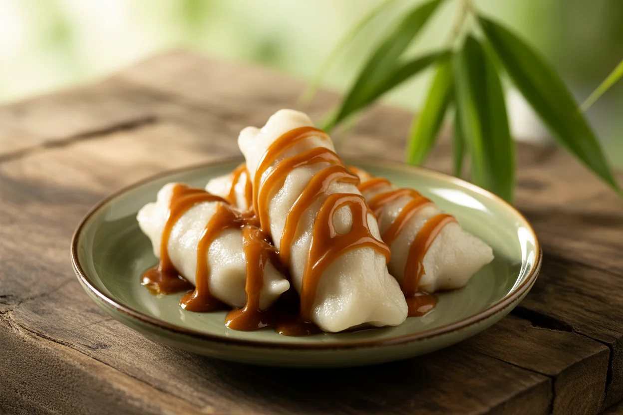 Suman Rice Cakes with Coconut Caramel Sauce