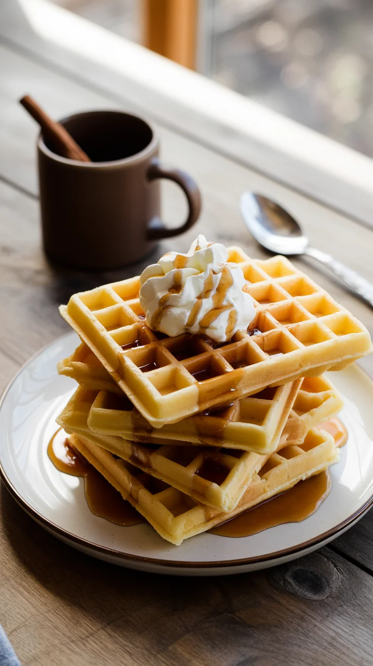 Cider Pumpkin Waffles with Salted Maple Butter