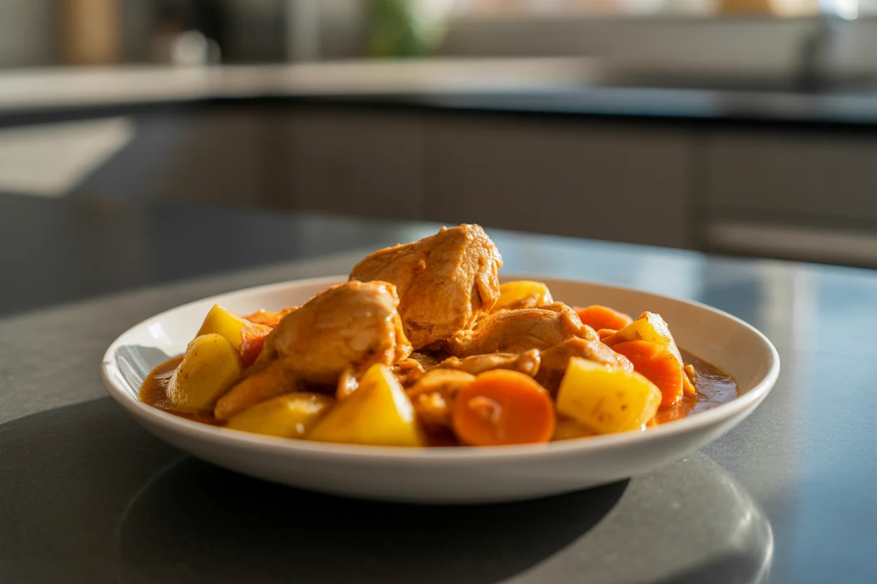 Easy Chicken Afritada with Bell Peppers and Potatoes