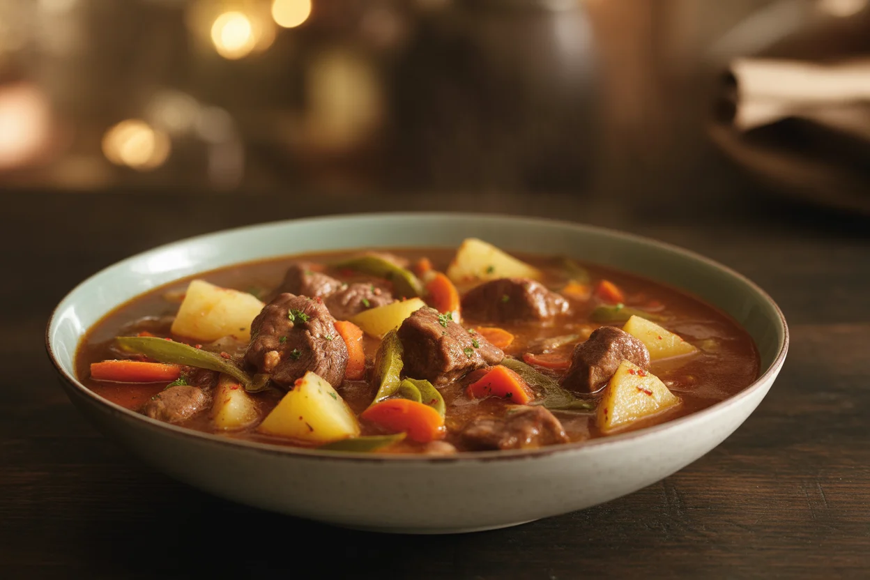 Hearty Filipino Beef Caldereta Recipe with Cheese and Potatoes