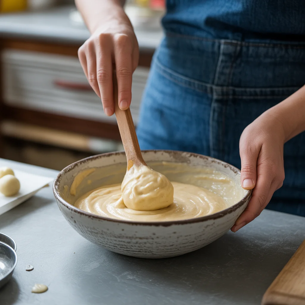 Emma making butter mochi recipe from scratch