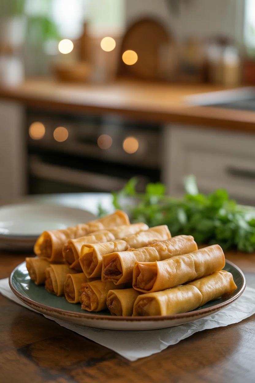Filipino lumpiang shanghai with chicken