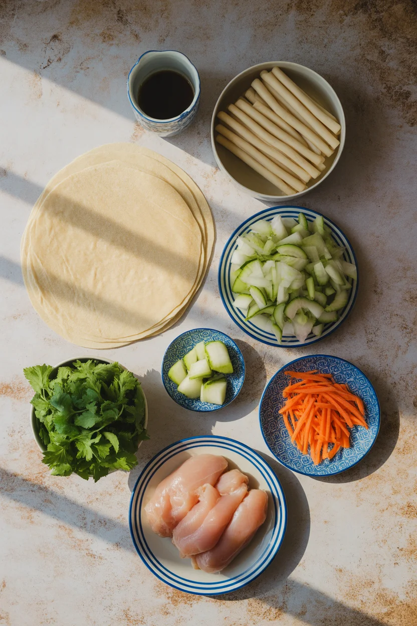 Filipino lumpiang shanghai with chicken