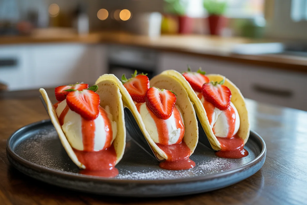 Strawberry Crunch Cheesecake Tacos