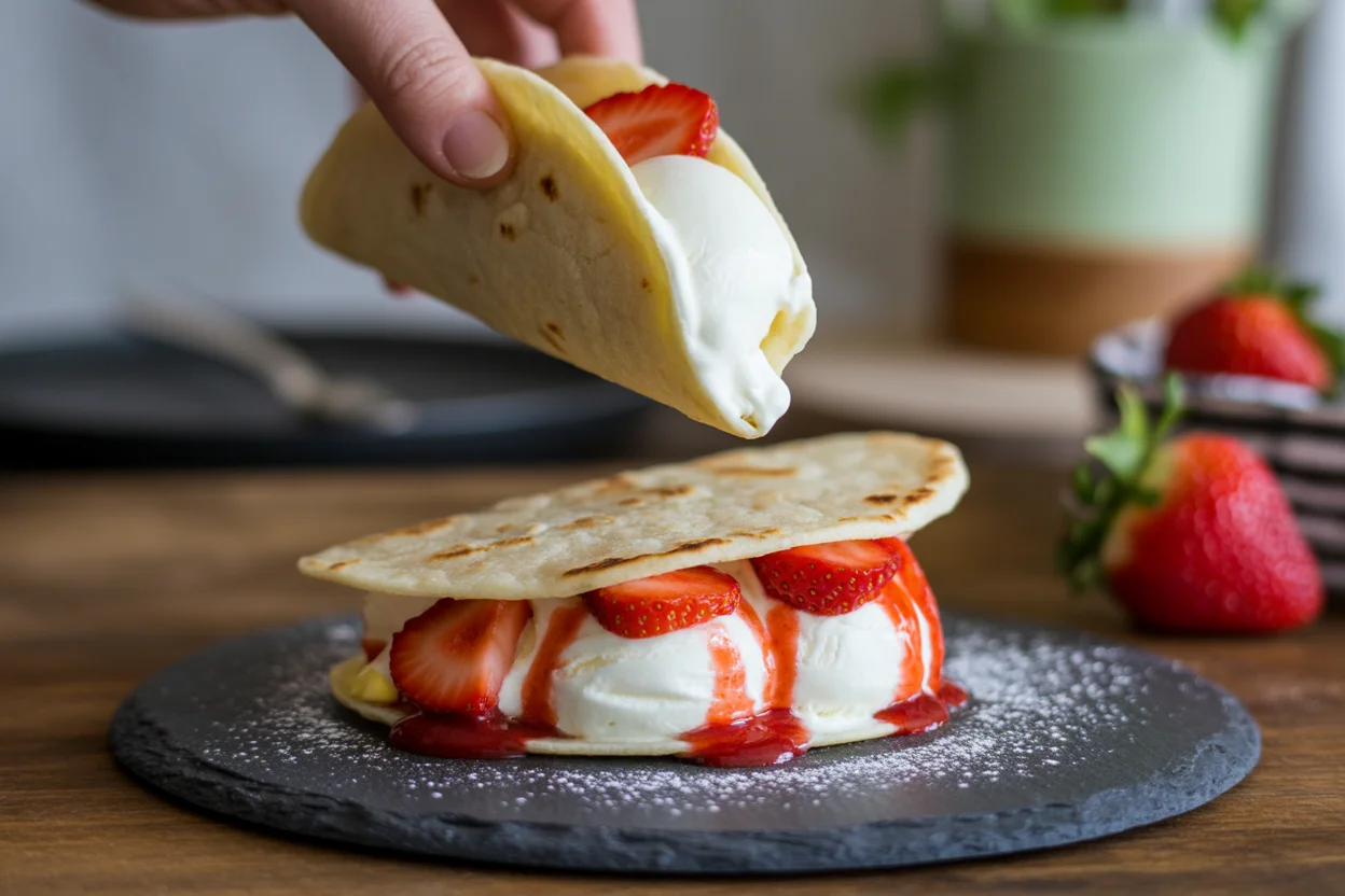 Strawberry Crunch Cheesecake Tacos