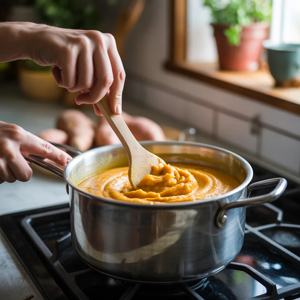 how to make sweet potato mached puree