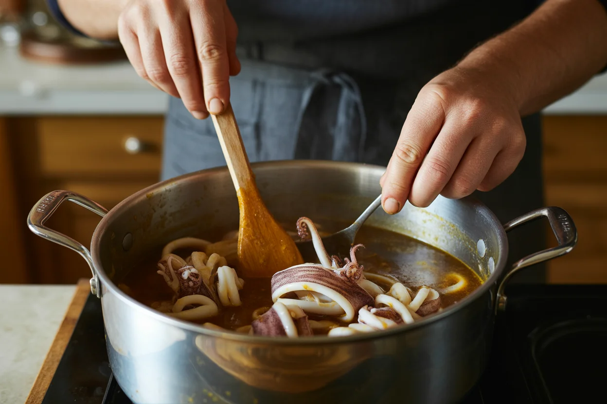 Adobong Pusit – Squid Adobo with Vinegar and Soy Sauce
