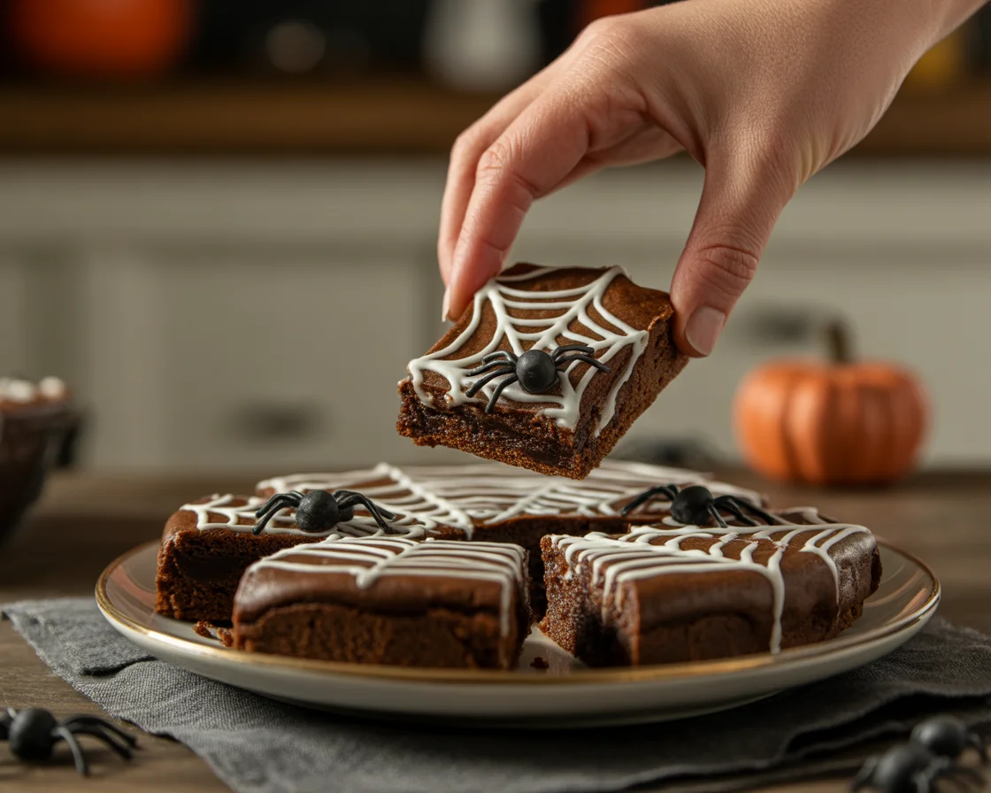 Deliciously Spooky Spider Web Halloween Brownies to Share