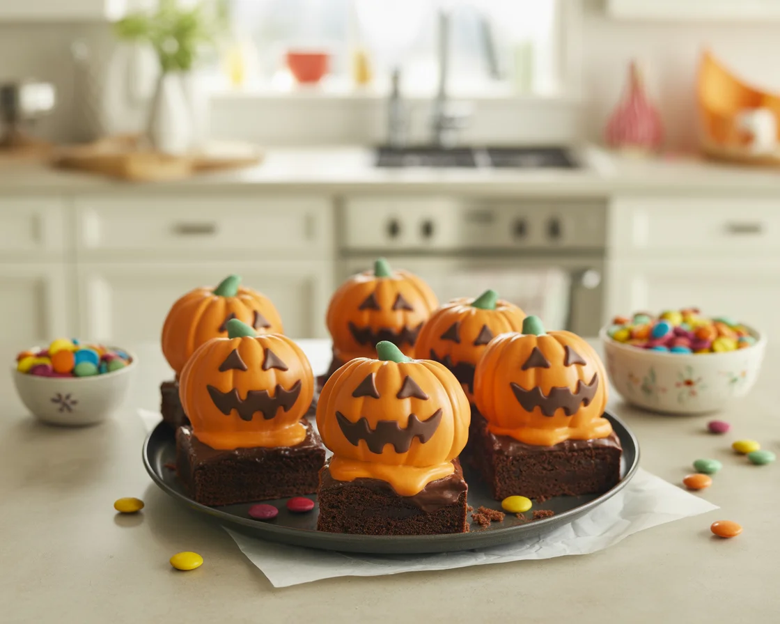 Melted Jack O’ Lantern Brownies
