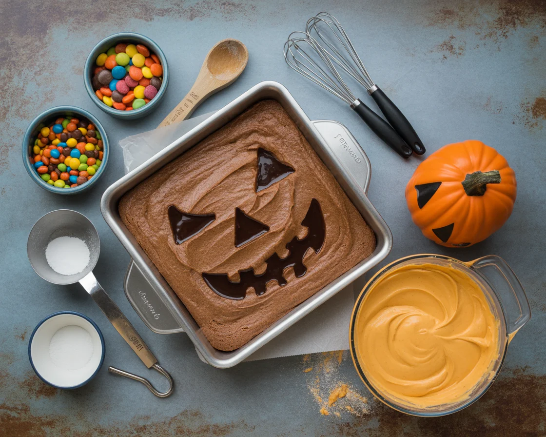 Melted Jack O’ Lantern Brownies