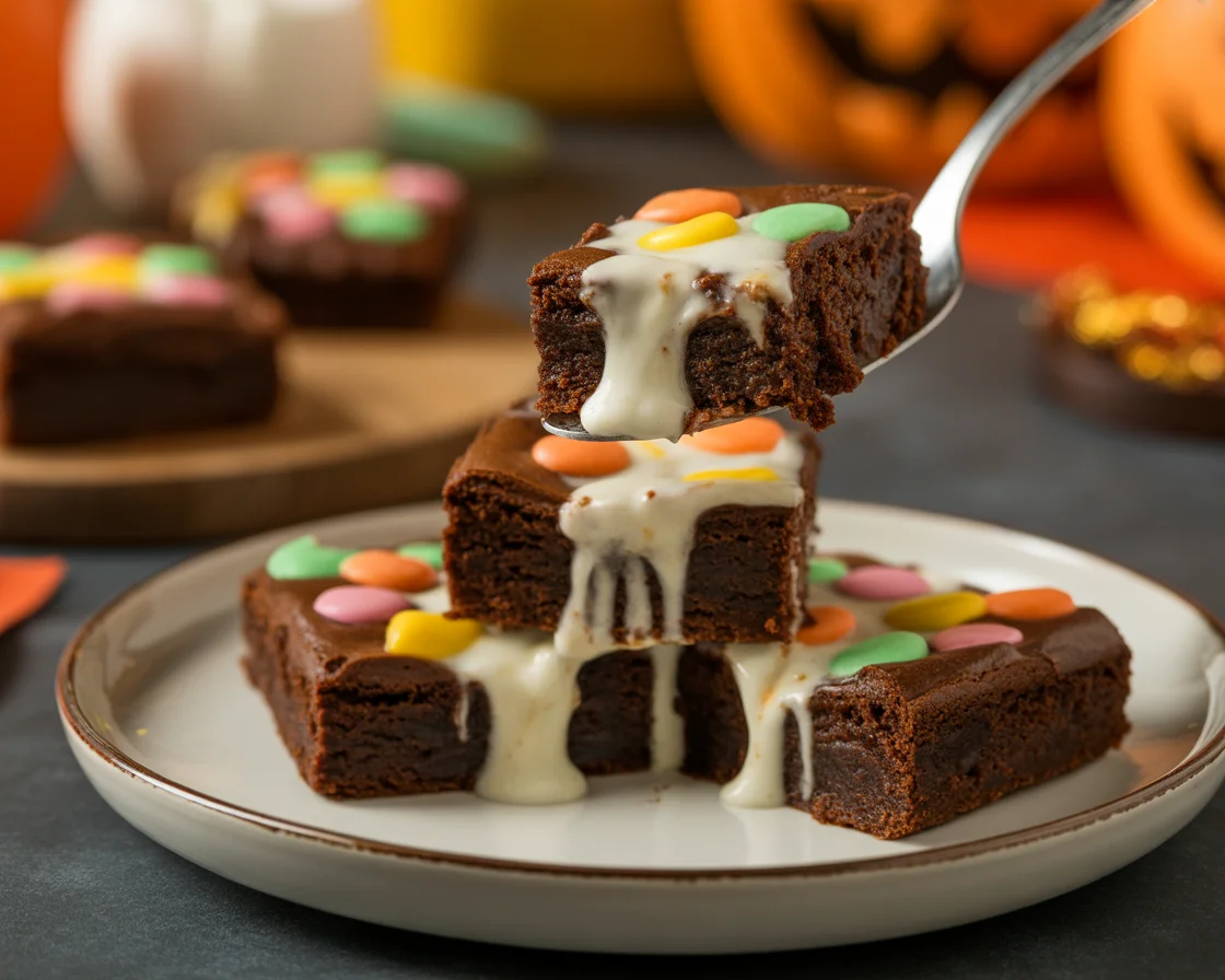 Melted Jack O’ Lantern Brownies