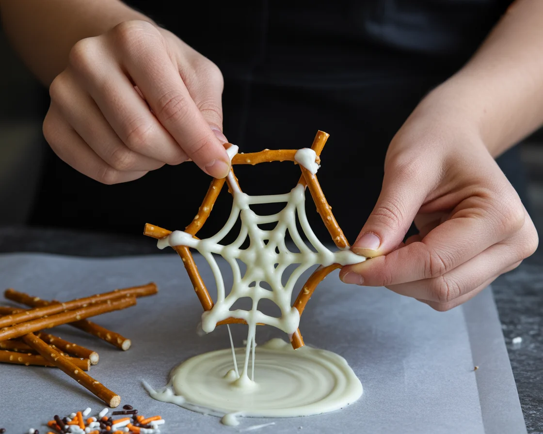 Deliciously Fun Pretzel Spider Webs for Halloween Treats