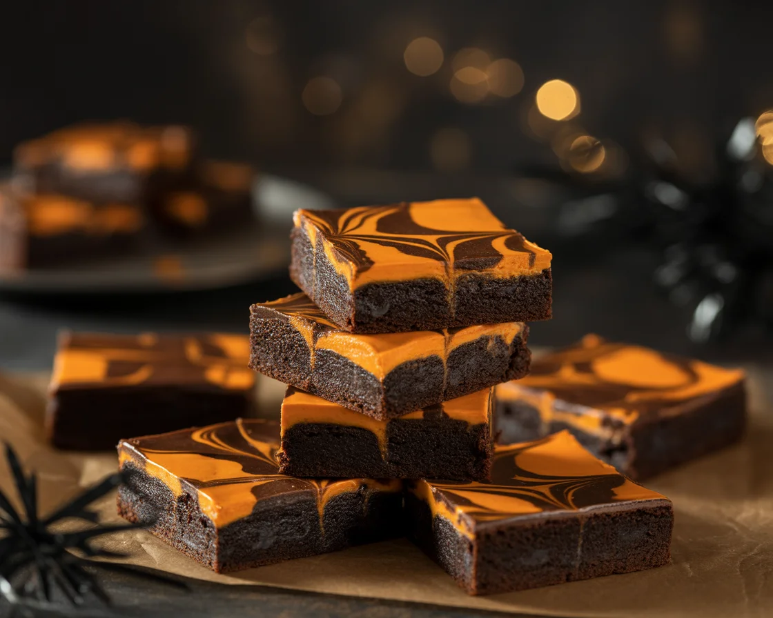 Deliciously Spooky Halloween Cream Cheese Swirl Brownies
