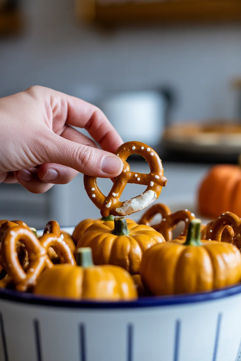 Deliciously Fun Mini Pretzel Pumpkins for Halloween Snacking