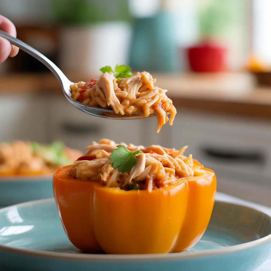 SHREDDED CHICKEN & RICE STUFFED PEPPERS