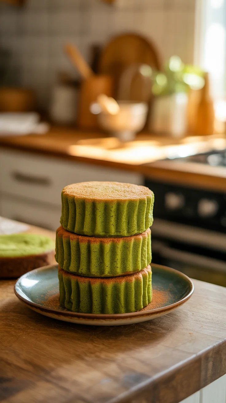 Matcha Mochi Cake with Pineapple Swirl