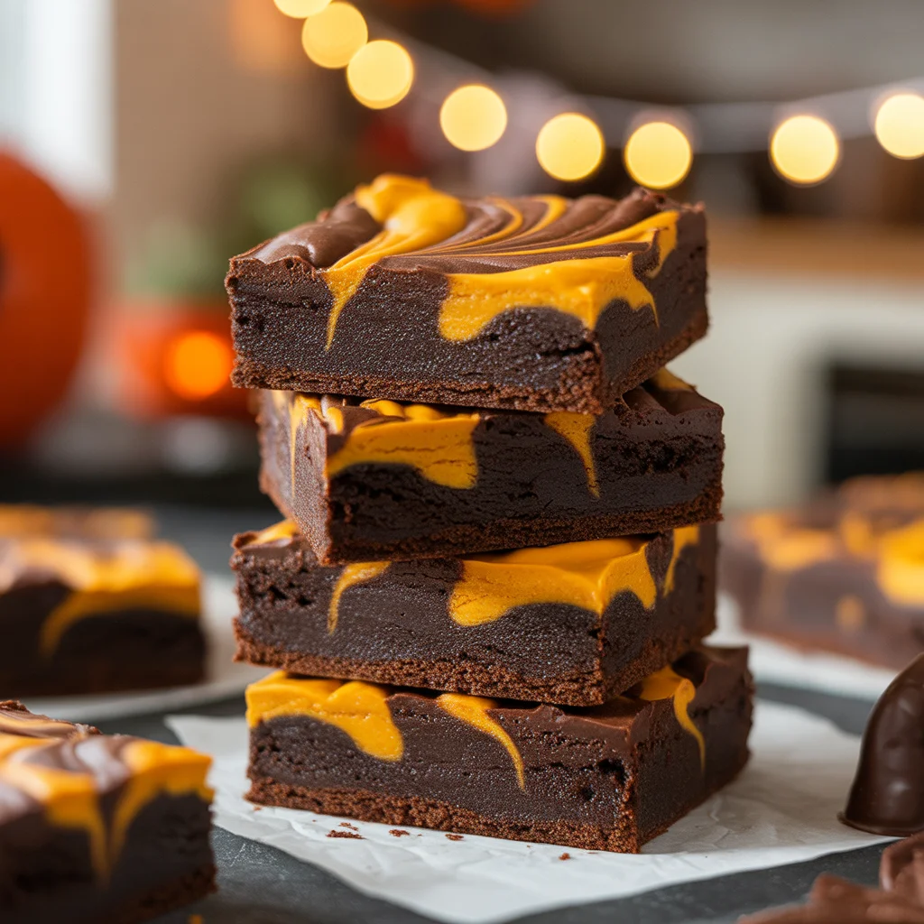 Halloween Swirl Cream Cheese Brownies