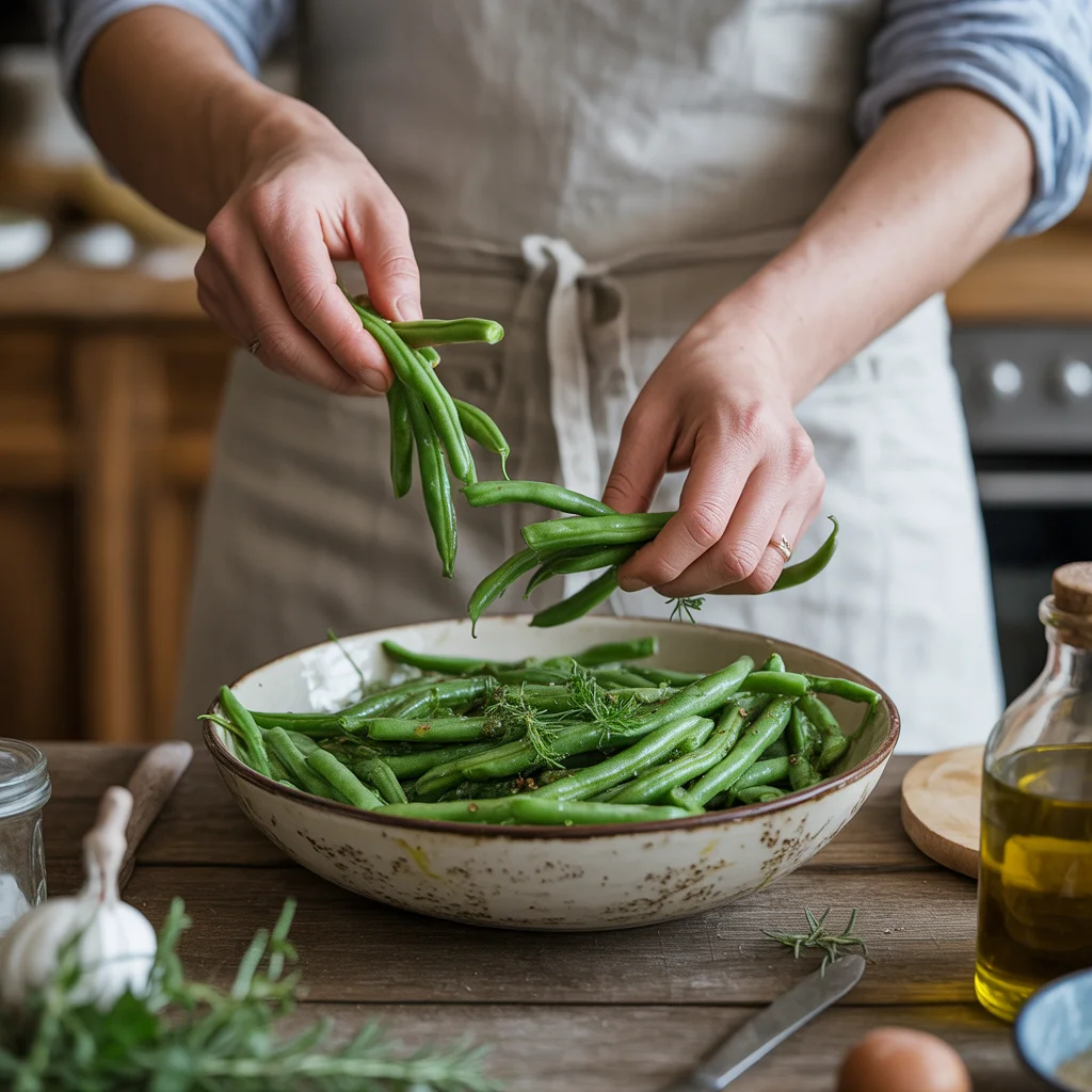 'Lemon herb baked cod with green beans'